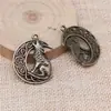 26x 33mm 4.7g joyería antigua de plata accesorios para manualidades al por mayor colgante de animal lindo Lobo Vikingo
