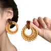 Pendientes de Ratán de Resina con Aguja de Plata Estilo Étnico Retro Simple Pendientes de Moda Versátiles de Temperamento Venta al por Mayor para Mujeres