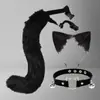 Conjunto de Orelhas e Cauda de Gato Raposa Japonês Feito à Mão Acessórios de Cosplay de Gata Tira de Cauda para Cosplay Faixa de Cabeça com Orelhas de Gato