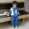 Q171 Conjunto de Sudadera de Otoño para Niños Nuevo Trendy Genial para Niños Ropa Deportiva de Primavera Otoño Bebé Handsome Pantalones de Chándal Conjunto de Dos Piezas