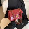 Bolso de hombro vintage plisado para mujer, novedad de invierno 2024, pequeño bolso cruzado estilo Chanel con cadena rómbica.