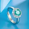 Anel de abertura microincrustado com zircônia Olho de Diamante completo anel de zircônia azul e verde de luxo incrustado com oito corações e oito flechas grupo de anéis com dedos de diamante