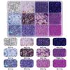 Caixa com 12 compartimentos de lantejoulas de pedrinhas iridescentes, pérolas de imitação, feito à mão, DIY, conjunto de acessórios para decoração de manicure com miçangas