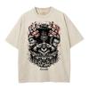 Nueva Camiseta de Manga Corta Oversize Estilo Urbano Vintage Lavada Batik de Dibujos Animados Ataque a los Titanes de Japón