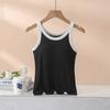 Chaleco Racer de Color Contrastante con Almohadillas en el Pecho, Camiseta Interior de Manga Corta, Body de Tirantes Todo en Uno sin Sujetador para Mujer, Ropa de Exterior de Verano