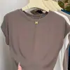 Blusa Juvenil Elegante Nueva de Verano 2025 con Mangas Acampanadas, Camiseta Base Suave Versátil de Cuello Redondo Ajustada para Mujer