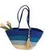 Bolsa de Algodão Tecida Grande Capacidade Bolsa de Ombro Litoral Vazada Bolsa de Mão Bolsa Feminina Transversal Tote Bag Corda de Algodão Palha Tecida