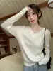 Elegante Suéter de Punto Nuevo con Botones y Cuello en V, Estilo Dos Piezas Falsas, para Mujer, Otoño e Invierno, Estilo Ins, Holgado y Chic, Estilo Perezoso, Suéter Básico