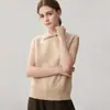 Elegante colete de cashmere com botões na lapela, novo modelo outono e inverno 2026, colete feminino sem mangas de caimento solto que afina a silhueta