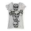 Camiseta Feminina Y2K Gótica Dark Retro com Design de Strass, Cintura Marcada, Slim-Fit, Nova Tendência Europeia e Americana 2026