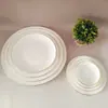 Plato Redondo de Cerámica Estilo Europeo para Cena Occidental, Suministros de Hotel, Vajilla, Mesa con Borde Dorado, Plato de Porcelana para Costillas de Res