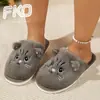 Nuevas Zapatillas de Invierno Cálidas y Cómodas de Felpa y Algodón con Punta Cerrada para Hombres y Mujeres Estilo Pareja Lindos Gatitos de Dibujos Animados Zapatillas de Algodón