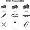 El juego de accesorios SM Jiuai incluye correas de sujeción, bola de mordaza, antifaz, esposas auxiliares para manos y pies, pinzas para pezones para entrenamiento sexual.