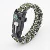 Pulsera de cuerda con paraguas para emergencias, para acampar, supervivencia al aire libre, deportes, brújula de pedernal, pulsera multifuncional