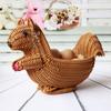 Forma de Animal Tejida de Mimbre Sintético Ardilla Grande Cesta de Almacenamiento Cesta para Snacks Madre Ardilla Ardilla Bebé Set de 2