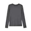 Camiseta de Gola Redonda com Manga Longa em Mistura de Cashmere para Mulheres, Leve e Quente para Outono e Inverno, Slim Fit, Camiseta para Usar por Baixo e por Cima