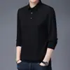 Camisa Polo Larga de Color Sólido para Primavera y Otoño, Ropa de Trabajo para Hombre, Casual de Negocios, para Jóvenes y de Mediana Edad, Versión Lisa en Stock, Venta al por Mayor