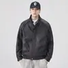 Chaqueta de Cuero PU Negra Estilo Regular Primavera y Otoño para Hombre, Chaqueta de Cuero Biker Retro Americana Fresca, Negra de Moda