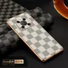 Capa de Couro de Alta Qualidade com Cobertura Total para Huawei Mate 40Pro Moda Tendência da Internet Xadrez Capa Protetora Resistente a Quedas