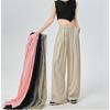 Pantalones de Verano de Seda de Hielo de Pierna Ancha para Mujer, Nuevos Alargados Delgados de Cintura Alta con Caída, Estilo Perezoso Plisados de Algodón y Lino, Pantalones Yamamoto para Mujer