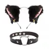 Diadema con orejas de gato y campana, anillo para el cuello, accesorio sexy para fiesta, horquilla de Halloween, horquilla suave y linda para cosplay