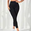 Calça de Yoga Feminina Estilo Europeu e Americano Transfronteiriça, Calça Fitness de Treino Elástica de Cintura Alta Levanta Bumbum, Calça Esportiva Cropped de Primavera e Verão para Uso ao Ar Livre