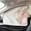 Cortina Parasol para Coche con Lluvia Azul Integrada con Lindos Diseños de Tulipán, Oso y Conejo para Protección Solar del Coche y Uso en Ventanas Laterales