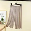 Calças de Verão Femininas de Modal, Calças de Meio Comprimento Emagrecedoras, Calças Cropped Largas Finas, Calças Casuais Soltas para Casa e Dormir de Tamanho Grande