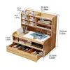 Caja de Almacenamiento con Portalápices de Madera, Gran Capacidad, Portalápices Nórdico Creativo y Elegante con Múltiples Compartimentos, Estante de Almacenamiento para Escritorio de Oficina