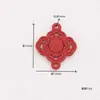 DIY Aleación Electroforesis Rojo Nudo Chino Doble Agujero Flor de Ciruelo Loto Accesorios para Pendientes de Coche Collar Llavero