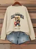 Sudadera con Estampado de Letras de Oso Guitarra Ídolo de Cuervo para Mujer, Jersey Holgado, Ropa Casual de Otoño, Cuello Redondo