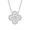 Tiktok Live Plata de Ley S925 Hw Mismo Estilo Trébol de Diamantes Completos Cadena para Clavícula Nueva Tendencia para Mujeres Lujo Ligero Gama Alta