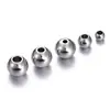 Cuentas de acero inoxidable cuentas con agujero pasante superficie con cuentas accesorios para joyería DIY cuentas redondas con agujero pasante punto venta al por mayor