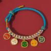 Pulsera de los Cinco Dioses de la Riqueza Estilo Tíbet, Pulsera Tejida a Mano Nudo Flor de Durazno, Cuerda Multicolor Estilo Étnico, Cuerda Roja Estilo Nuevo Chino DIY
