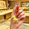Oro puro 999 trae riqueza y buena fortuna, llavero de caballo pequeño, correa para teléfono, colgante para bolso, regalo al por mayor