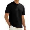 Camiseta Masculina Casual de Verão Americana Personalizada da Amazon, Solta, Tamanho Grande, Simples, Tricô Jacquard, Gola Redonda, Manga Curta