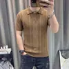 Camisa Polo de Punto para Hombre de Verano con Sensación Fresca, Diseño Hueco y Mangas Cortas