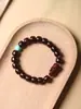 Madera de Palisandro Rosa de Hoja Pequeña India Material Viejo DIY Perla Roja del Sur 15mm Diseño Círculo Único Pulsera de Cuentas Budistas para Hombre y Mujer Venta al por Mayor