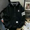 Stock de fábrica: Sudadera con capucha gris bordada con letra, unisex, moderna, fina, de corte holgado y estilo casual