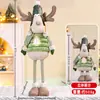 Chapéu Verde Pontudo de Natal Boneco de Rena do Papai Noel Decoração de Janela de Boneco de Rena Retrátil de Natal com Pernas Longas