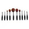 Maquillaje de postre 10 brochas de maquillaje tipo cepillo de dientes juego de herramientas de belleza bolsa OPP cepillo de dientes negro brochas de maquillaje