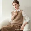 Temperamento Suave y Pegajoso 100% BEBÉ Cachemir de Cabra Pequeña Cárdigan de Punto con Trenzas para Mujer Sin Mangas Suéter de Punto Amigable con la Piel
