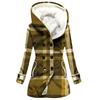 Gabardina de invierno para mujer, abrigo con capucha y estampado a cuadros 3D grueso, estilo europeo y americano, venta al por mayor, 2023