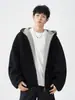 Chamarra Suéter con Capucha de Doble Cremallera Pesada Americana para Hombre Otoño e Invierno Duffy Guapo Casual Engrosada Contraste Cardigan de Pareja