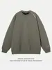 Moletom Pesado com Gola Redonda, Costura Estrutural, Bordado de Letras Estilo Americano, Mangas Raglan, Sem Fechamento, Caimento Solto, Jaqueta Tendência