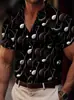 Nova Camisa Havaiana Masculina de Manga Curta para o Verão de 2026, Top Masculino Moderno e Casual com Estampa de Notas Musicais