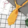 Corbata de color liso versátil uniforme profesional para hombre y mujer estilo coreano corbata de lazo de uniforme escolar doble capa corta para actuación en grupo cuello