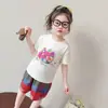 Conjunto de Camiseta de Manga Corta de Verano para Niña 2026 Celebridad de Internet Dulce Gatito Niña Cuadros Pantalones Cortos