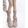 Pierneras Holgadas Estilo Miu Otoño e Invierno Estilo Coreano Color Sólido Básicas Versátiles Calientes Ligeramente Acampanadas Rayas Verticales Empalmadas Cubrecalcetines Cola de Pavo Real