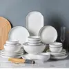 Vajilla Doméstica con Línea Negra Color Bajo Esmalte, Tazones de Regalo Cerámicos, Platos, Cucharas, Juego de Vajilla Cerámica, Cerámica de Jingdezhen